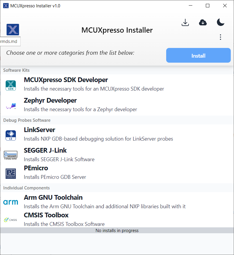 Image Alt Text:MCUXpresso Installer 