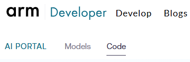 Image Alt Text:AI Portal menu showing the Code navigation item for opening code examples