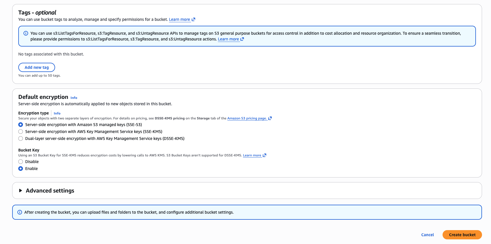 Image Alt Text:S3 console confirming the new bucket has been created and appears in the bucket list