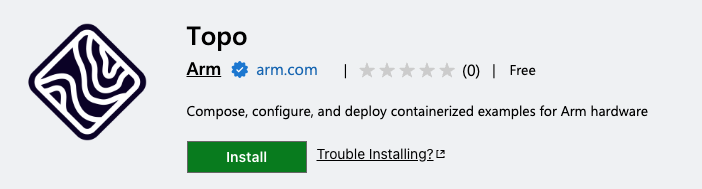 Image Alt Text:Screenshot of the Topo extension install page in Visual Studio Code.