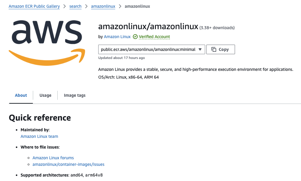 Image Alt Text:AWS ECR Public architectures