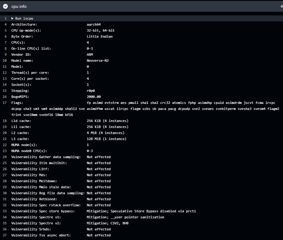 Image Alt Text:Arm-hosted runner info 