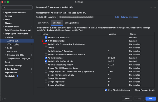 Image Alt Text:NDK installation alt-text
