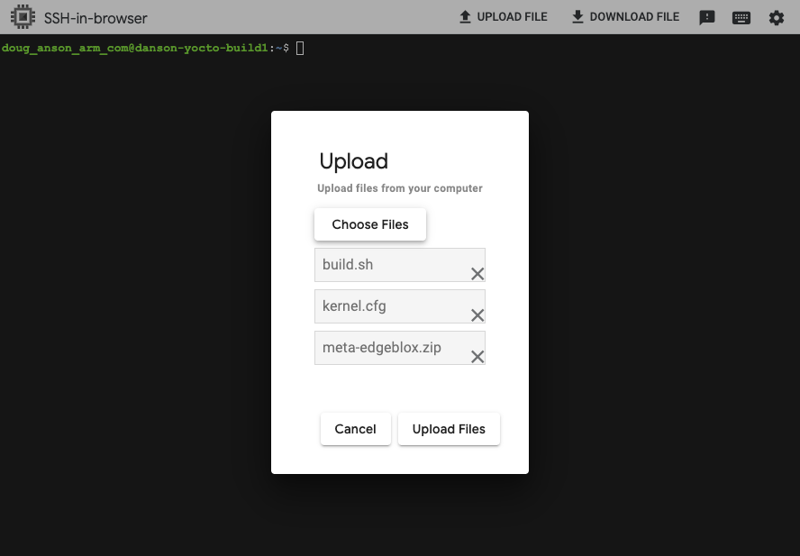 Image Alt Text:Selecting files to upload through SSH shell