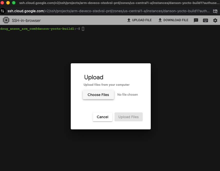 Image Alt Text:Invoking file upload from the SSH shell
