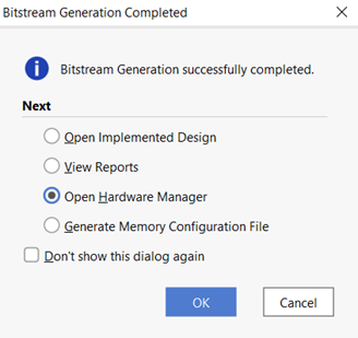 Image Alt Text:Generating bitstream and uploading to board