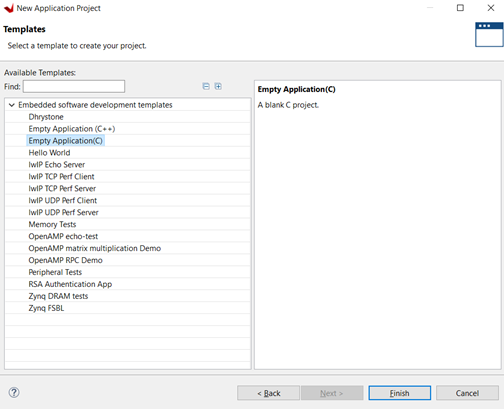 Image Alt Text:Creating an empty C Application