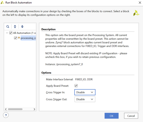 Image Alt Text:Run Block Automation default settings