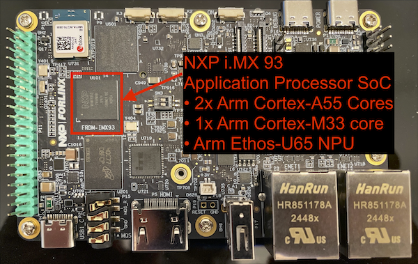 Image Alt Text:NXP FRDM i.MX 93 Board SoC Highlighted alt-text