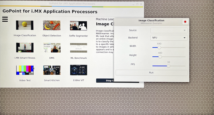 Image Alt Text:NXP board built-in ML demos alt-text