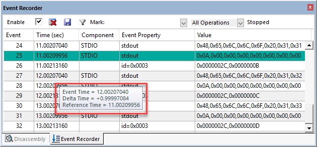 Image Alt Text:Time reference in the Event Recorder window