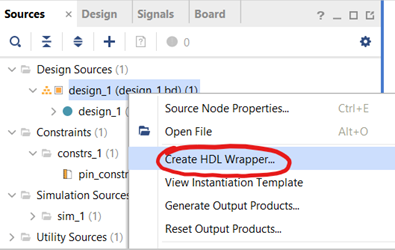 Image Alt Text: Creating HDL Wrapper