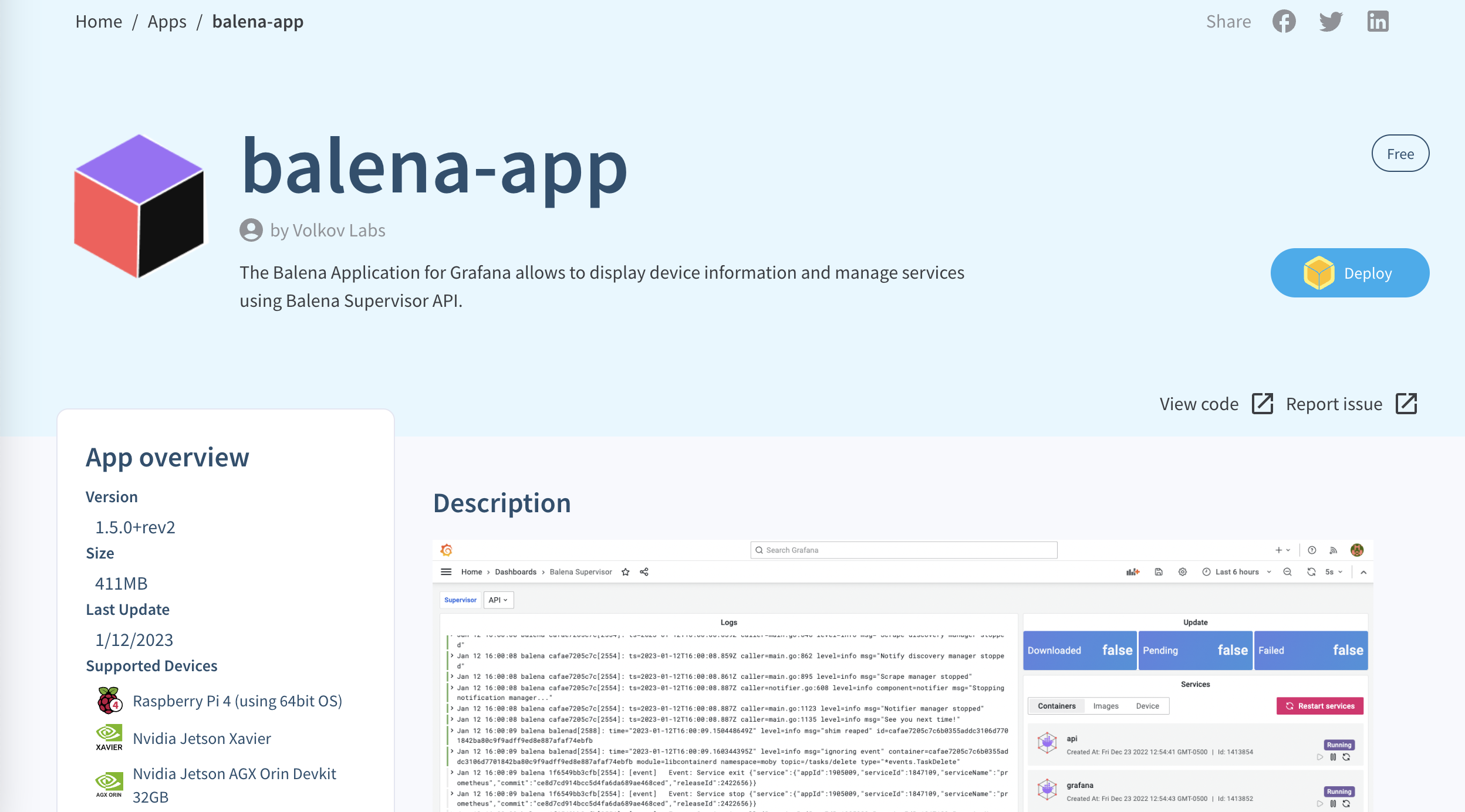 Image Alt Text:balena-app page