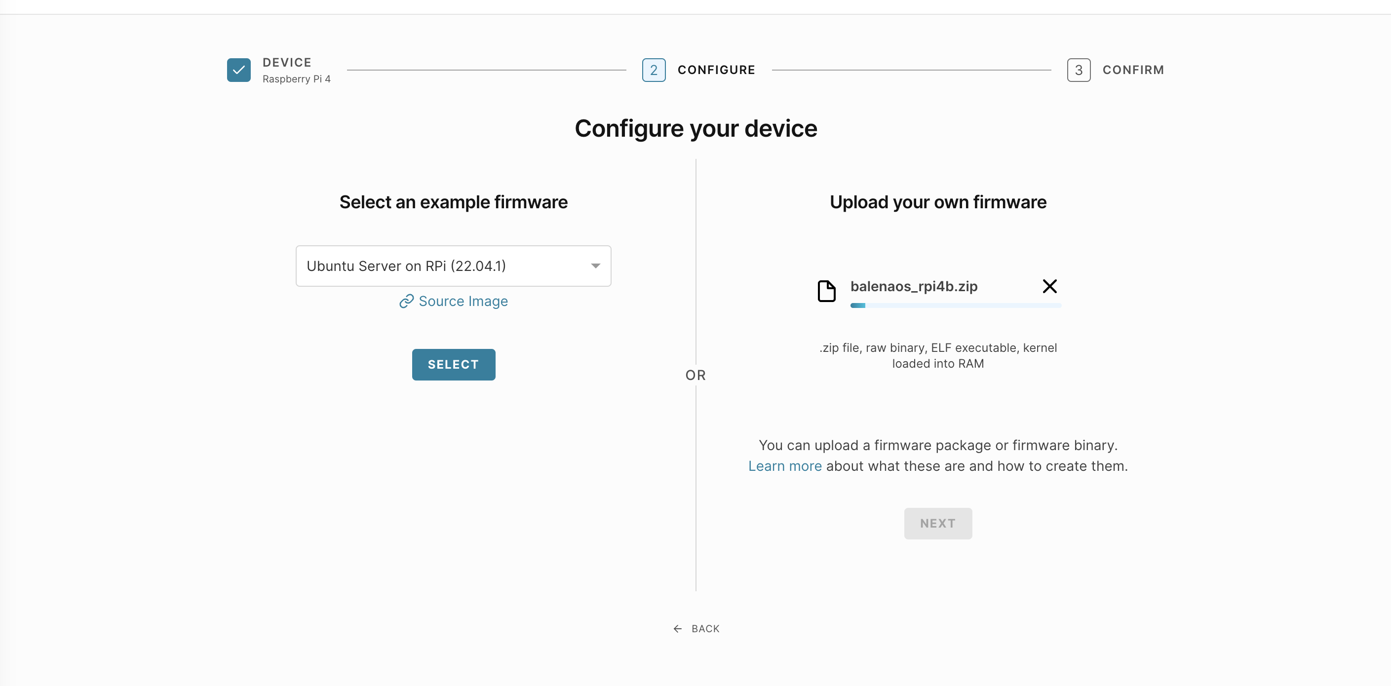 Image Alt Text:upload custom firmware screen