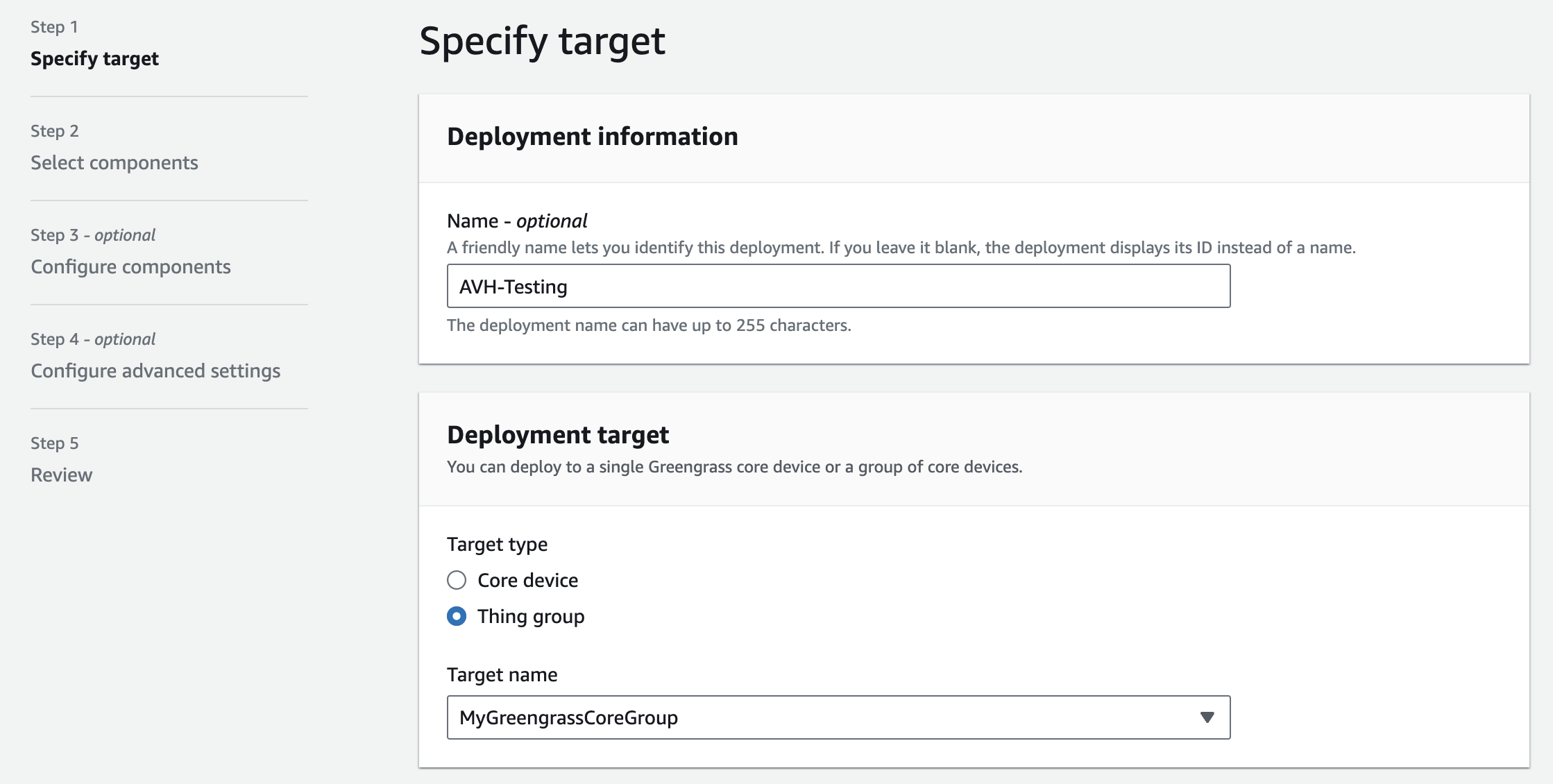 Image Alt Text:create deployment screen