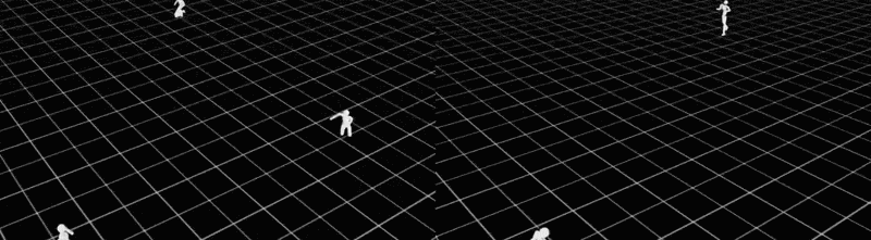 Image Alt Text:Humanoid AMP running comparison. At 3,000 iterations, the humanoid stumbles immediately. At 26,000 iterations, it uses a skipping gait while attempting to match the target running velocity.