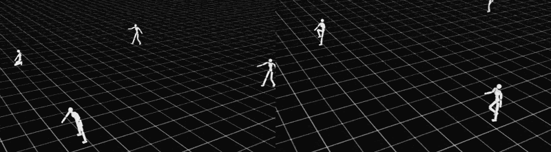 Image Alt Text:Humanoid AMP walk training comparison. The left panel at iteration 3200 shows less stable gait timing and more rigid motion. The right panel at iteration 11600 shows smoother center-of-mass transfer, better leg coordination, and more natural walking behavior.