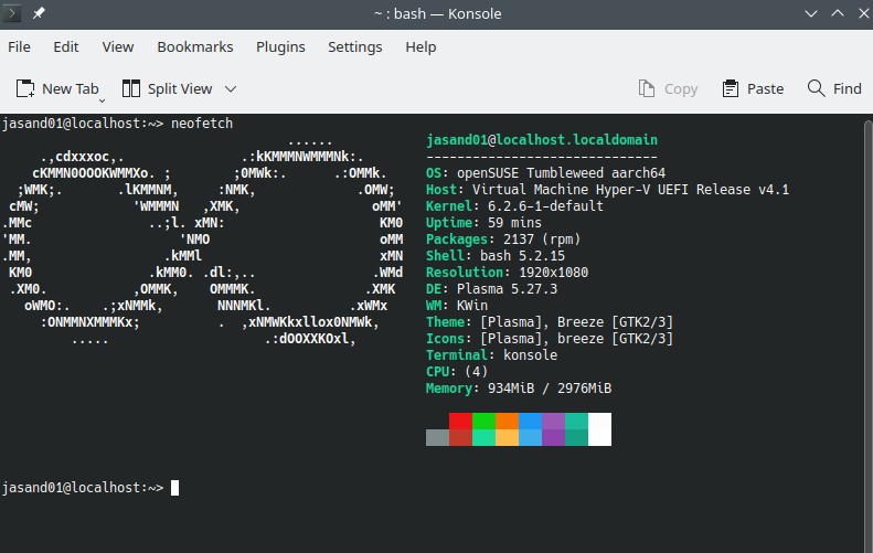 Image Alt Text:openSUSE tumbleweed
