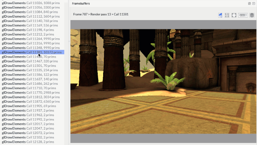 Image Alt Text:Stepping through draw calls alt-text