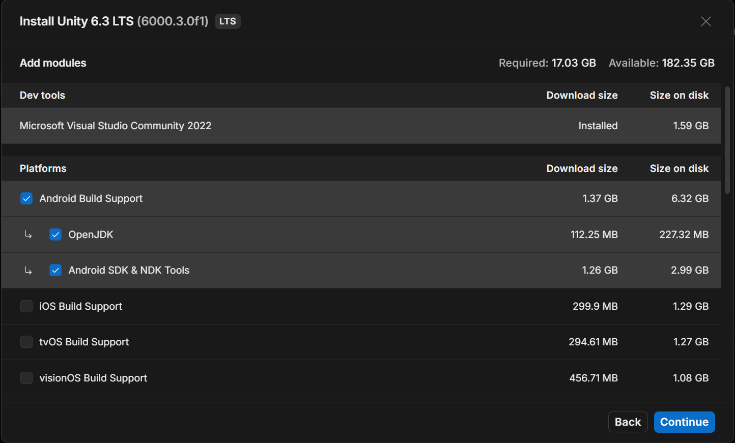 Image Alt Text:Install Android Build Support module