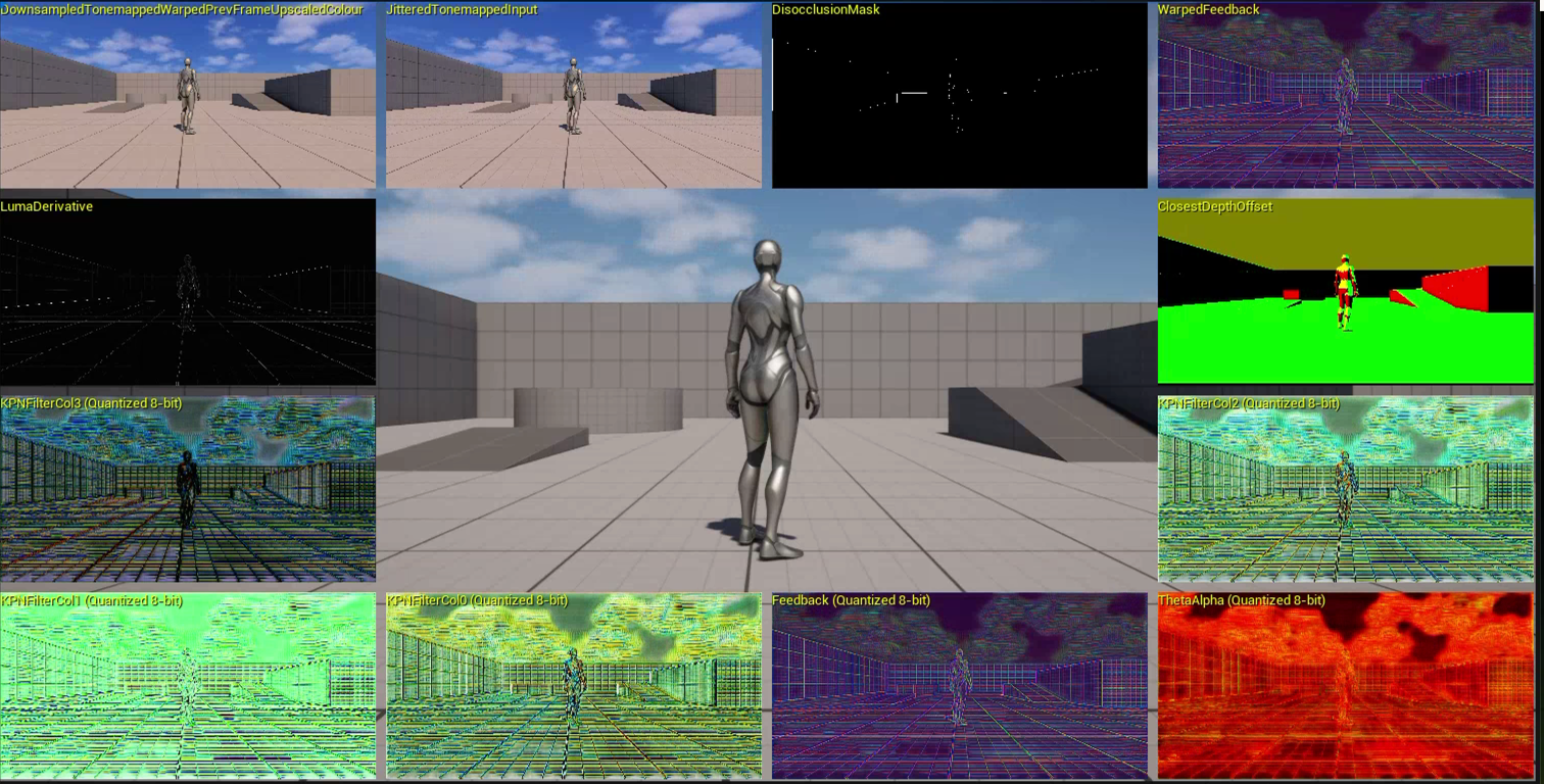 Image Alt Text:Debug view of Neural Super Sampling model output in Unreal Engine