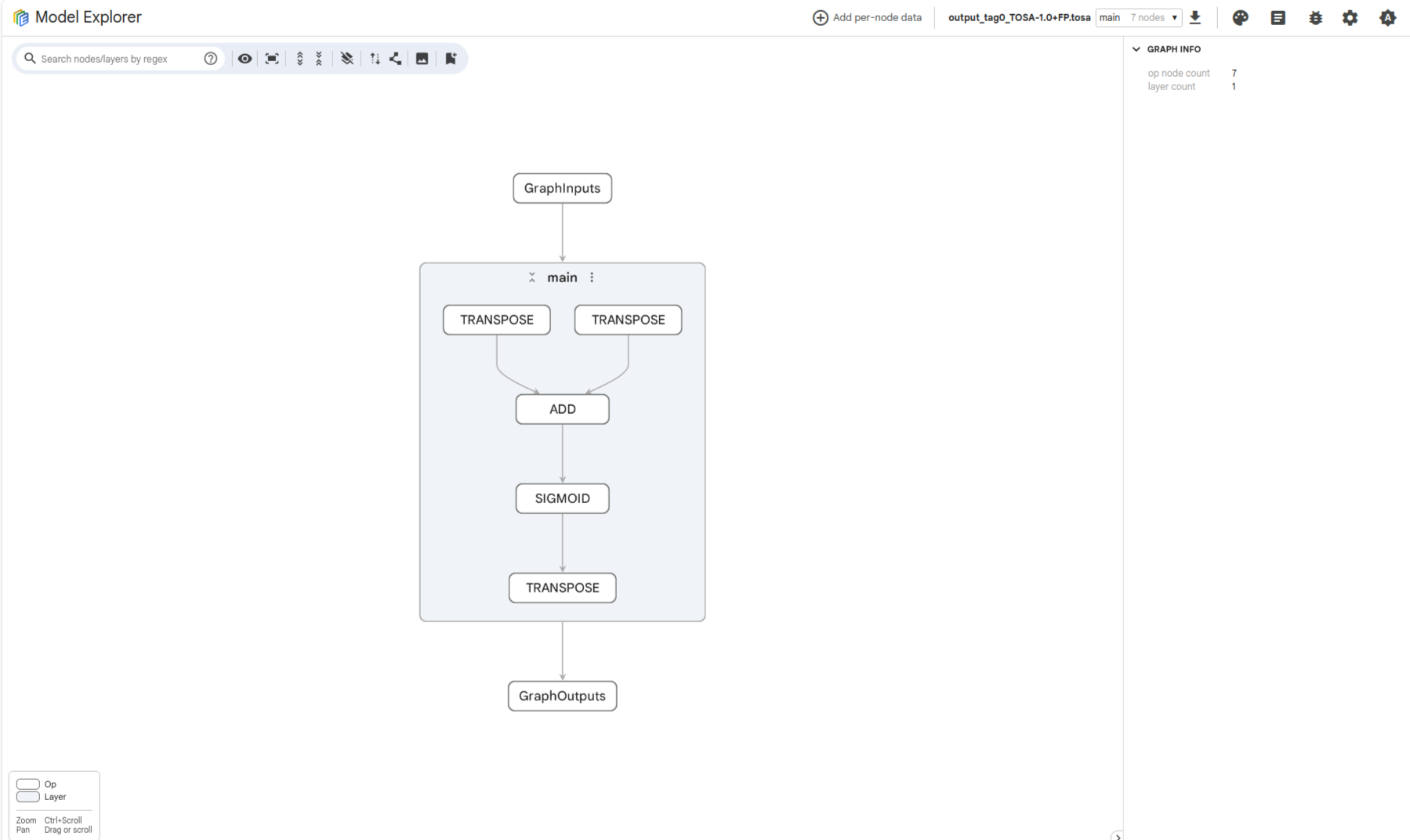 Image Alt Text:Screenshot of the AddSigmoid graph in Model Explorer showing the expected add and sigmoid operations