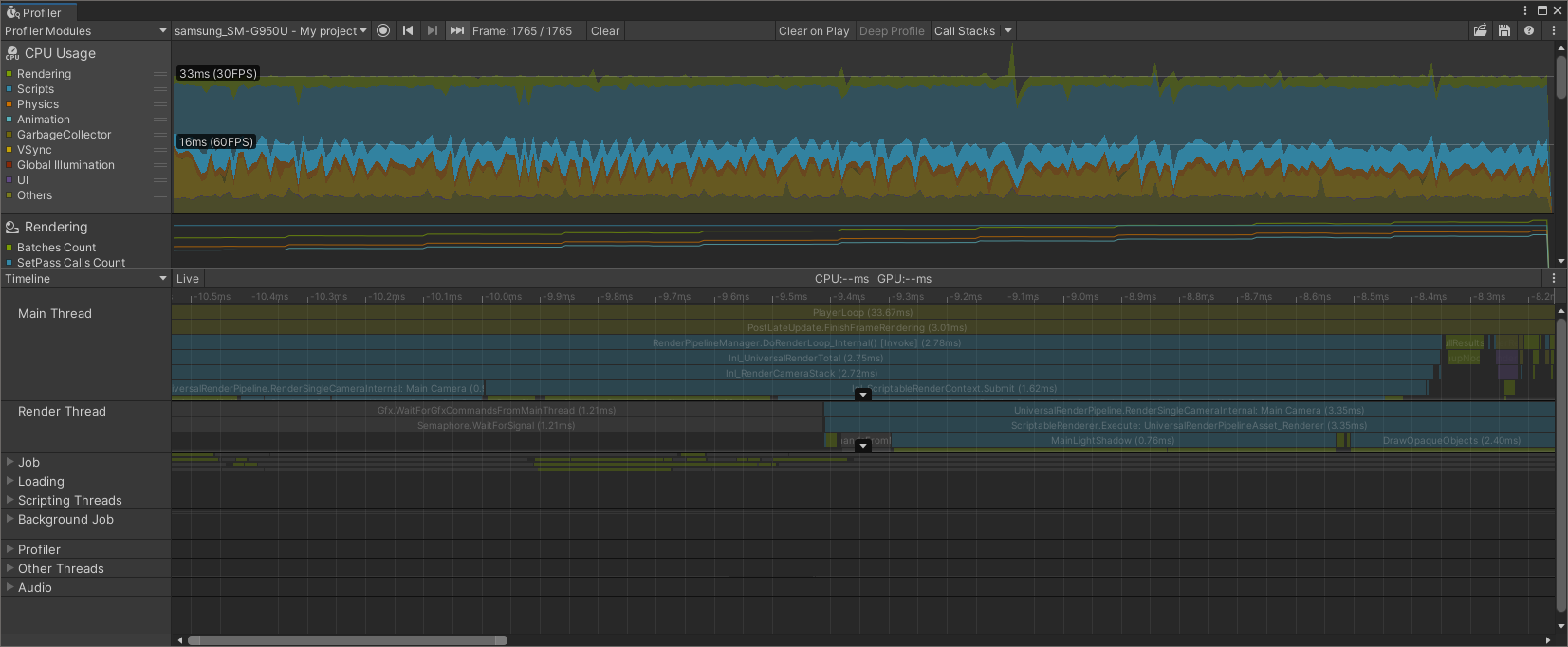 Image Alt Text:Profiler CPU usage