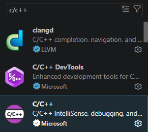 Image Alt Text:C/C++ tools extension
