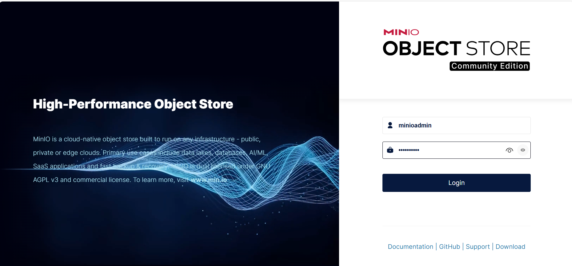 Image Alt Text:MinIO Web UI dashboard showing object browser and storage usage for arrow-data bucket alt-txt
