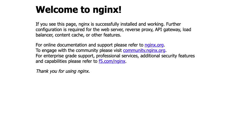Image Alt Text:Screenshot of the application showing the NGINX welcome page and confirming the web server was deployed on Arm-based compute successfully.