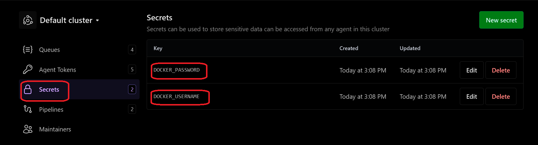 Set Secrets Image Alt Text:Buildkite Dashboard alt-text