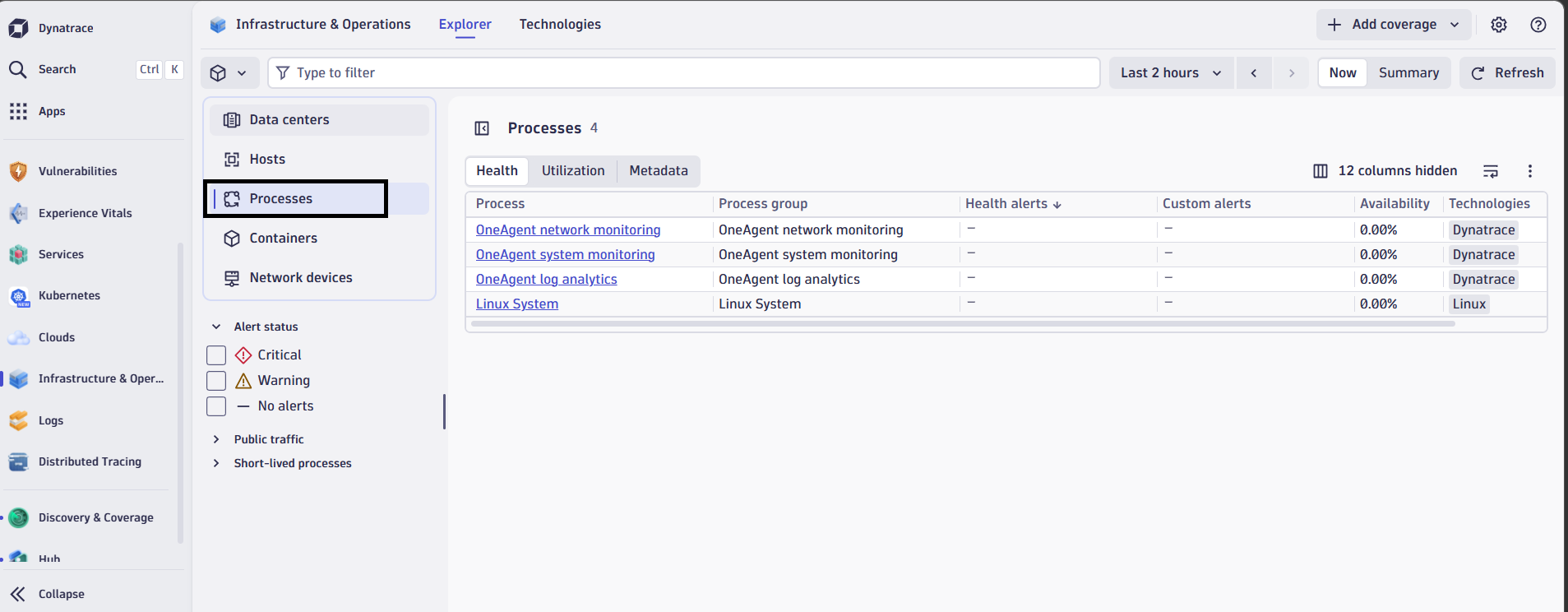 Image Alt Text:Dynatrace process monitoring dashboard showing automatically discovered services