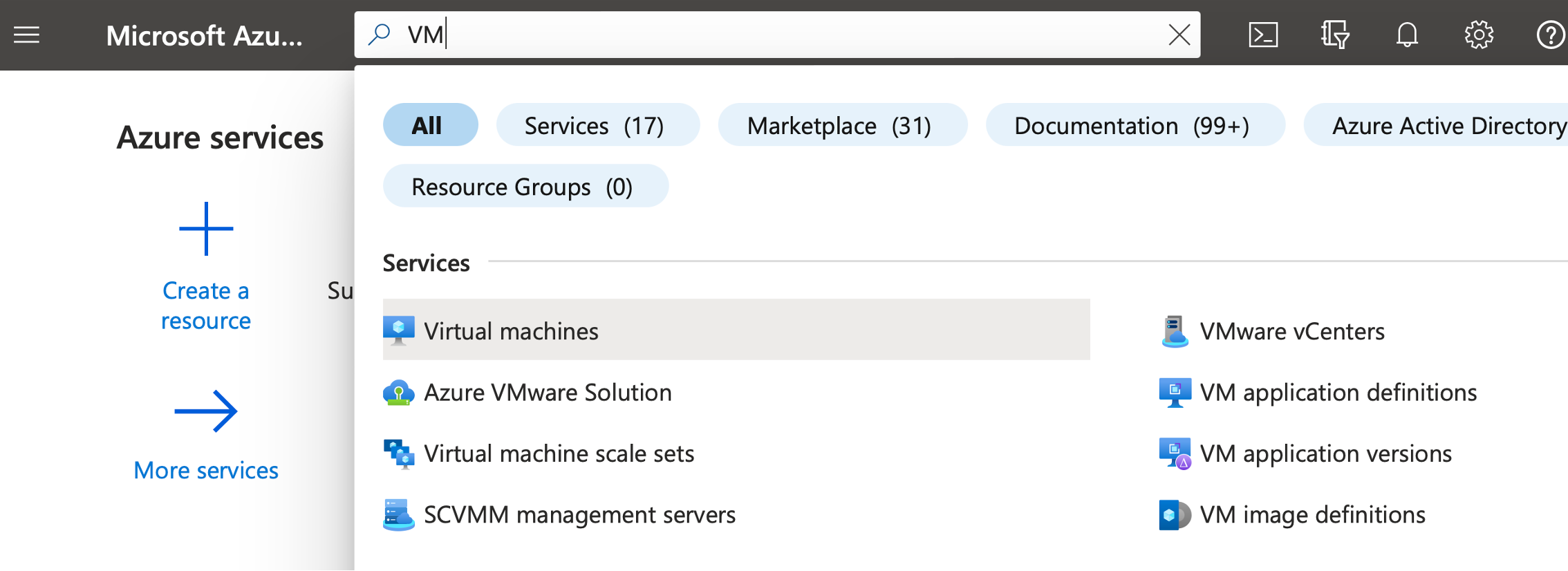 Image Alt Text:Selecting Virtual Machine resource#left