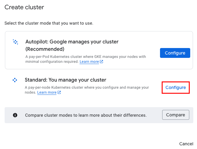 Image Alt Text:Select and Configure Cluster Type