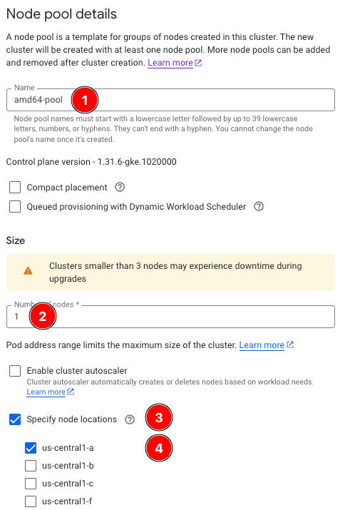 Image Alt Text:Configure amd64 Node pool