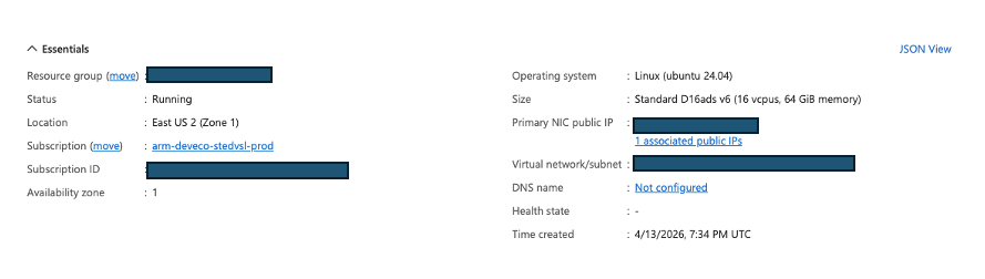 Image Alt Text:Azure Portal showing successful VM deployment with confirmation details