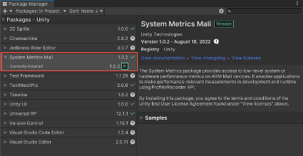 Image Alt Text:Mali System Metrics in the Package Manager